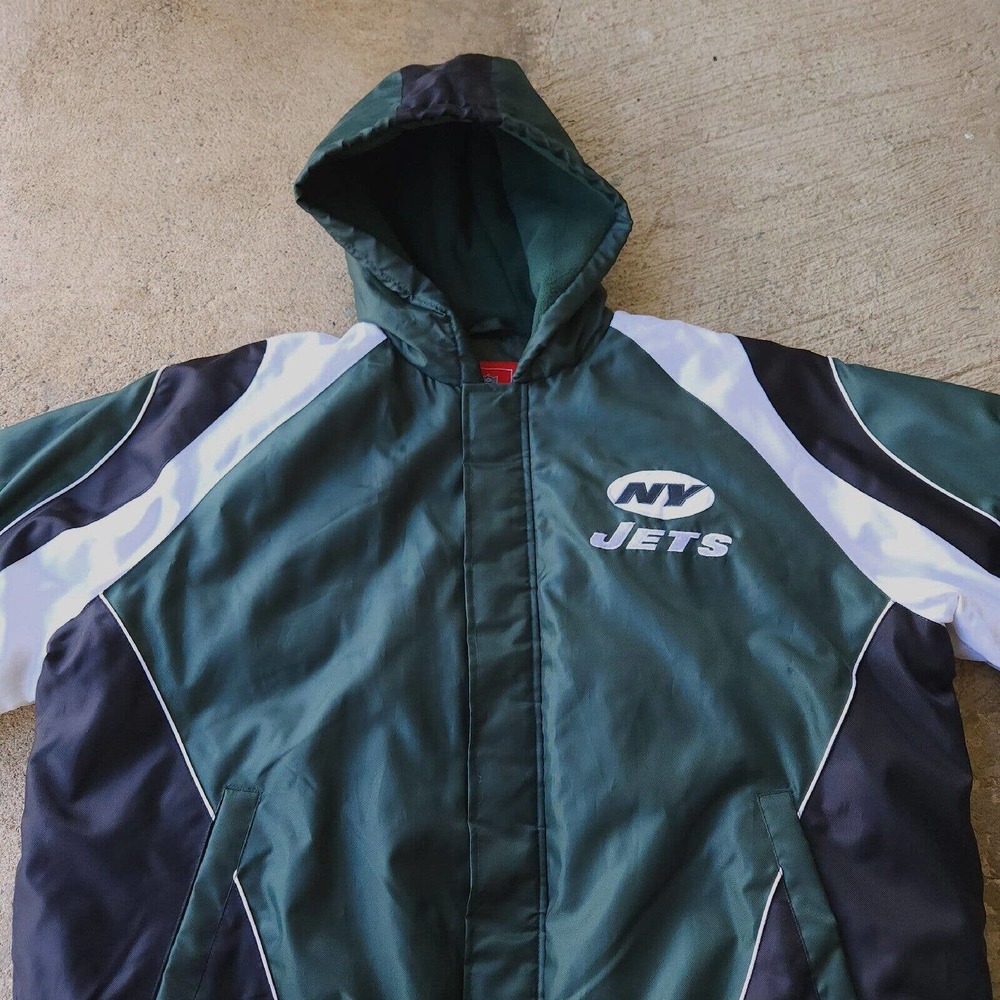 NY New York JETS NFL Oversized Green Zip Up Hoodie On Field Jacket Coat Size XL - Picture 7 of 16